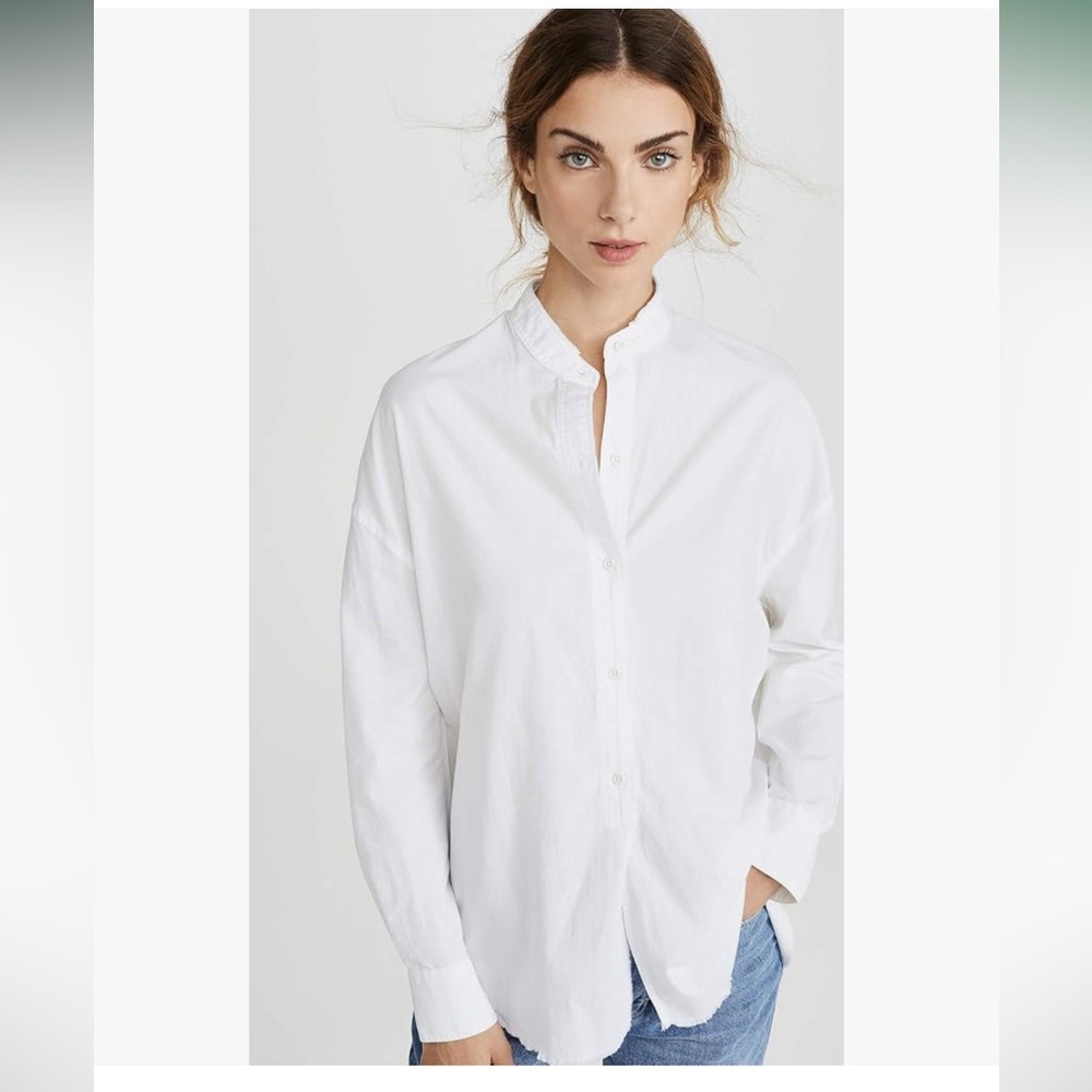 Vince Silk Blend Raw Edge Oversized Long SleeveShirt. Size XS.
